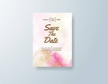 Soyut suluboya arkaplan içeren düğün davetiyesi