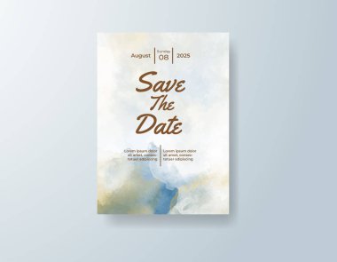 Soyut suluboya arkaplan içeren düğün davetiyesi