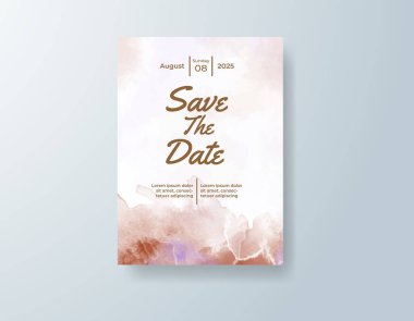 Soyut suluboya arkaplan içeren düğün davetiyesi