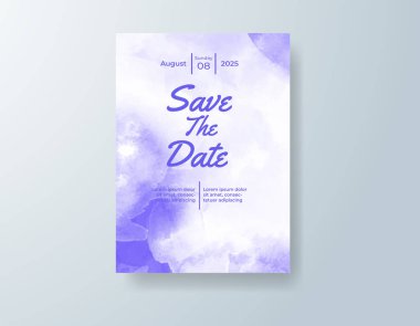 Soyut suluboya arkaplan içeren düğün davetiyesi