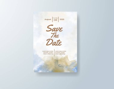 Soyut suluboya arkaplan içeren düğün davetiyesi