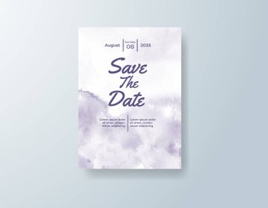 Soyut suluboya arkaplan içeren düğün davetiyesi