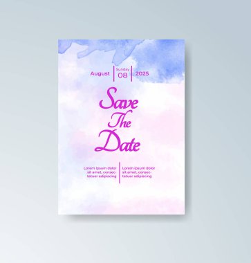 Soyut sıçramalı suluboya düğün davetiyesi