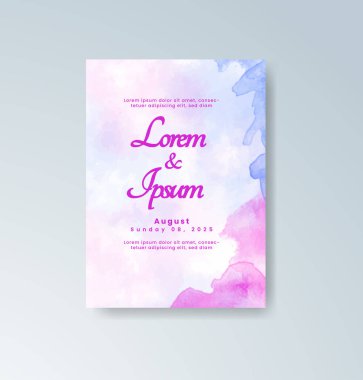 Soyut sıçramalı suluboya düğün davetiyesi