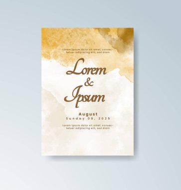 Soyut suluboya arkaplan içeren düğün davetiyesi