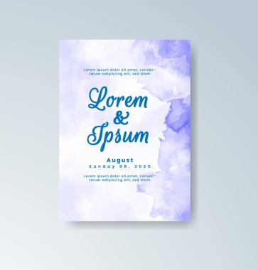 Soyut suluboya arkaplan içeren düğün davetiyesi