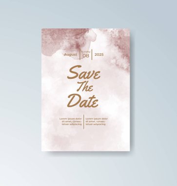 Soyut suluboya arkaplan içeren düğün davetiyesi