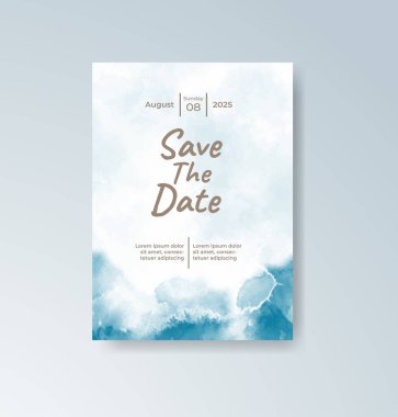 Soyut suluboya arkaplan içeren düğün davetiyesi