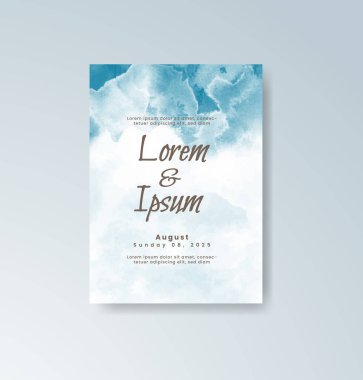 Soyut suluboya arkaplan içeren düğün davetiyesi