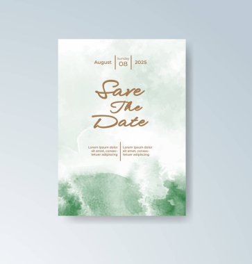 Soyut suluboya arkaplan içeren düğün davetiyesi