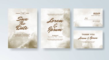 Soyut sıçramalı suluboya düğün davetiyesi seti