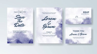 Soyut sıçramalı suluboya düğün davetiyesi seti
