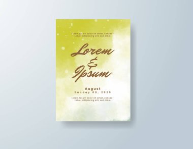 Soyut suluboya arkaplan içeren düğün davetiyesi