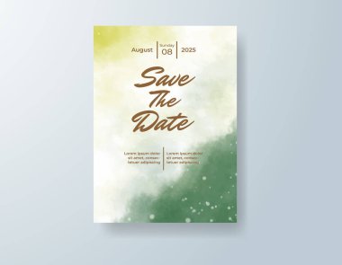 Soyut suluboya arkaplan içeren düğün davetiyesi