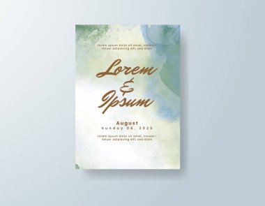 Soyut suluboya arkaplan içeren düğün davetiyesi