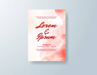 Soyut suluboya arkaplan içeren düğün davetiyesi