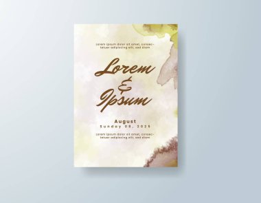 Soyut suluboya arkaplan içeren düğün davetiyesi