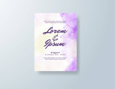 Soyut suluboya arkaplan içeren düğün davetiyesi