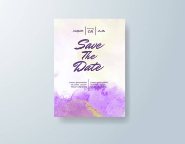 Soyut suluboya arkaplan içeren düğün davetiyesi