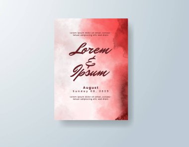 Soyut suluboya arkaplan içeren düğün davetiyesi