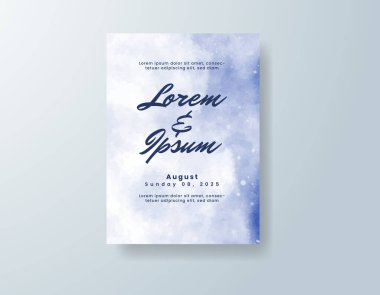 Soyut suluboya arkaplan içeren düğün davetiyesi