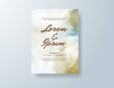Soyut suluboya arkaplan içeren düğün davetiyesi