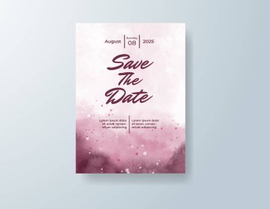 Soyut suluboya arkaplan içeren düğün davetiyesi