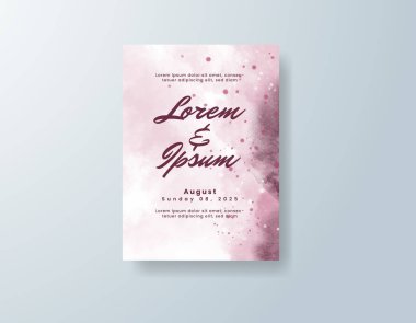Soyut suluboya arkaplan içeren düğün davetiyesi