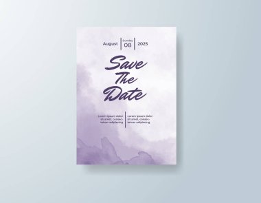 Soyut suluboya arkaplan içeren düğün davetiyesi