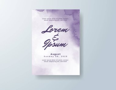 Soyut suluboya arkaplan içeren düğün davetiyesi