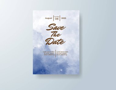 Soyut suluboya arkaplan içeren düğün davetiyesi