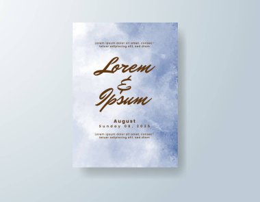 Soyut suluboya arkaplan içeren düğün davetiyesi