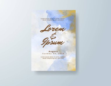 Soyut suluboya arkaplan içeren düğün davetiyesi
