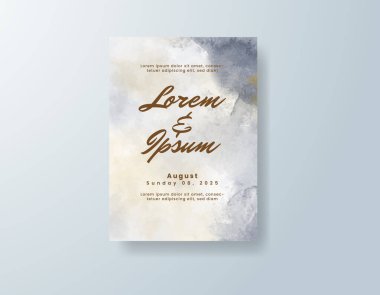 Soyut suluboya arkaplan içeren düğün davetiyesi