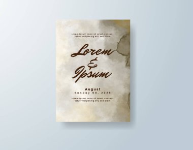 Soyut suluboya arkaplan içeren düğün davetiyesi