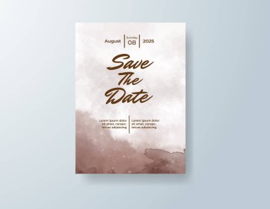 Soyut suluboya arkaplan içeren düğün davetiyesi