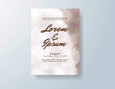 Soyut suluboya arkaplan içeren düğün davetiyesi