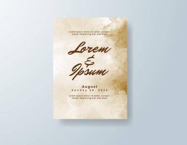 Soyut suluboya arkaplan içeren düğün davetiyesi