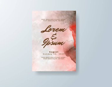 Soyut suluboya arkaplan içeren düğün davetiyesi