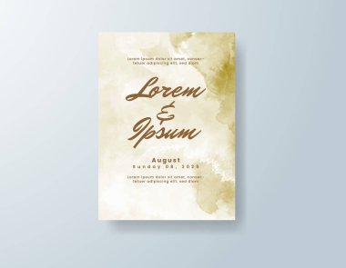 Soyut suluboya arkaplan içeren düğün davetiyesi