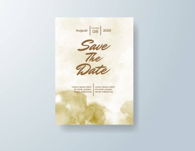 Soyut suluboya arkaplan içeren düğün davetiyesi