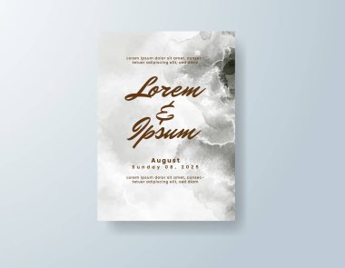Soyut suluboya arkaplan içeren düğün davetiyesi