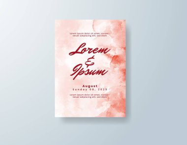 Soyut suluboya arkaplan içeren düğün davetiyesi