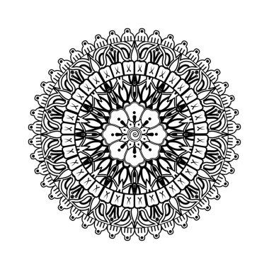 Kına çizimi ve dövme için Mehndi çiçek deseni. Etnik oryantal Hint tarzında dekorasyon. Karalama süsü. El çizimi vektör illüstrasyonu.