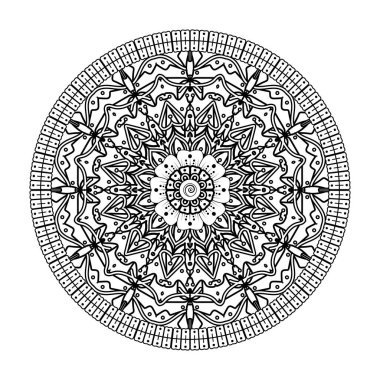 Kına çizimi ve dövme için Mehndi çiçek deseni. Etnik oryantal Hint tarzında dekorasyon. Karalama süsü. El çizimi vektör illüstrasyonu.