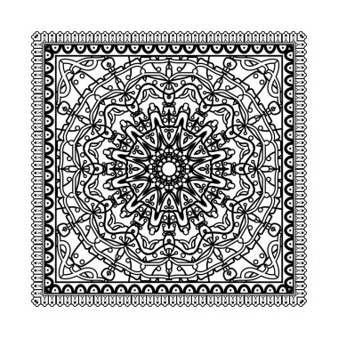 Kına çizimi ve dövme için Mehndi çiçek deseni. Etnik oryantal Hint tarzında dekorasyon. Karalama süsü. El çizimi vektör illüstrasyonu.