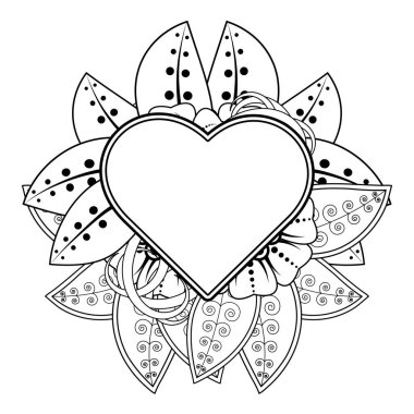 Kına çizimi ve dövme için Mehndi çiçek deseni. Etnik oryantal Hint tarzında dekorasyon. Karalama süsü. El çizimi vektör illüstrasyonu.