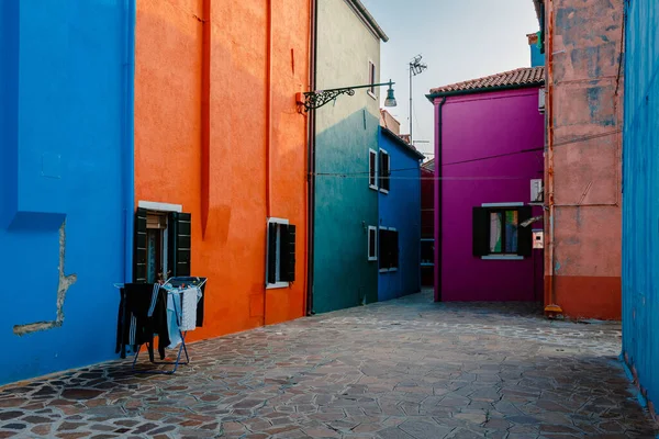 Burano Italie Octobre 2022 Allée Avec Des Maisons Colorées Typiques — Photo
