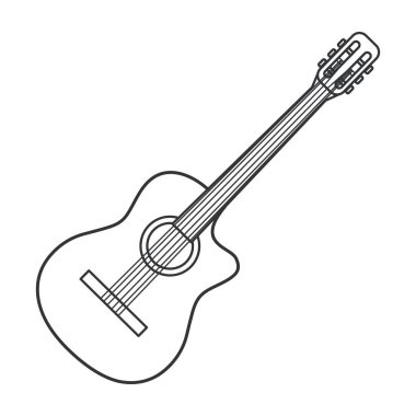 Yeşil akustik gitar ikonu. Görüntü tasviri. 70 'lerin retro vektör tasarımı.