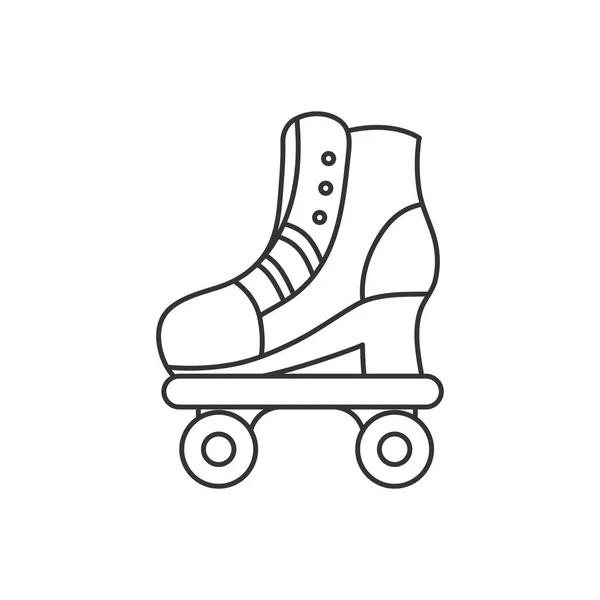 Roller Skate Icon Boot Illustration Outline Style 70S Retro Vector — Stock Vector